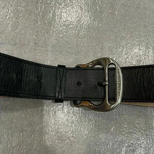 Michael Kors Black  Leather Belt Stainless Buckle
